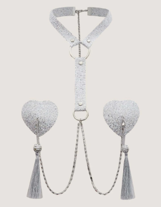 Cubierta de pezón vinculado con cadena con gargantilla BLANCO