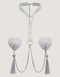 Cubierta de pezón vinculado con cadena con gargantilla BLANCO